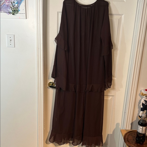 NWT Brown Sheer Maxi Dress with Flowy Sleeves size M/L - Picture 8 of 16